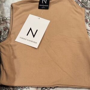 naked wardrobe Sleeveless Tank Top in Beige Tan